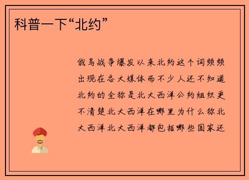 科普一下“北约”